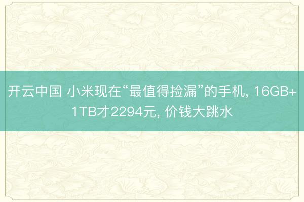 开云中国 小米现在“最值得捡漏”的手机， 16GB+1TB才2294元， 价钱大跳水