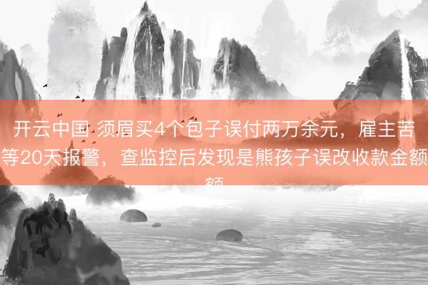 开云中国 须眉买4个包子误付两万余元，雇主苦等20天报警，查监控后发现是熊孩子误改收款金额