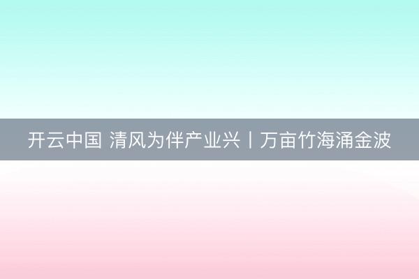开云中国 清风为伴产业兴丨万亩竹海涌金波
