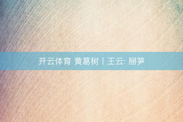 开云体育 黄葛树丨王云: 掰笋