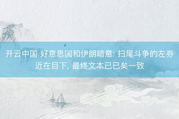 开云中国 好意思国和伊朗暗意: 扫尾斗争的左券近在目下， 最终文本已已矣一致